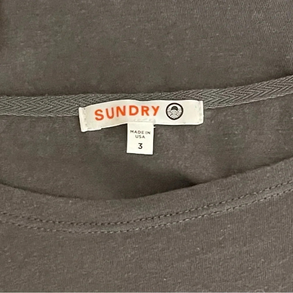 Sundry Striped Pullover Top Size Large 3/4 Sleeve Gray 100% Cotton EUC - Picture 6 of 8